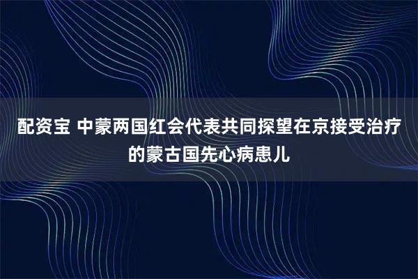 配资宝 中蒙两国红会代表共同探望在京接受治疗的蒙古国先心病患儿