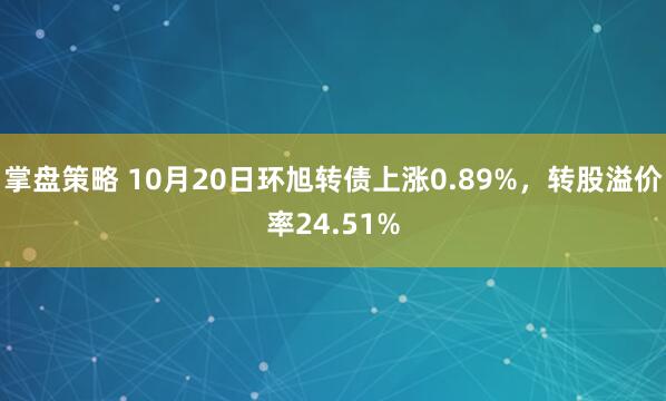 掌盘策略 10月20日环旭转债上涨0.89%，转股溢价率24.51%